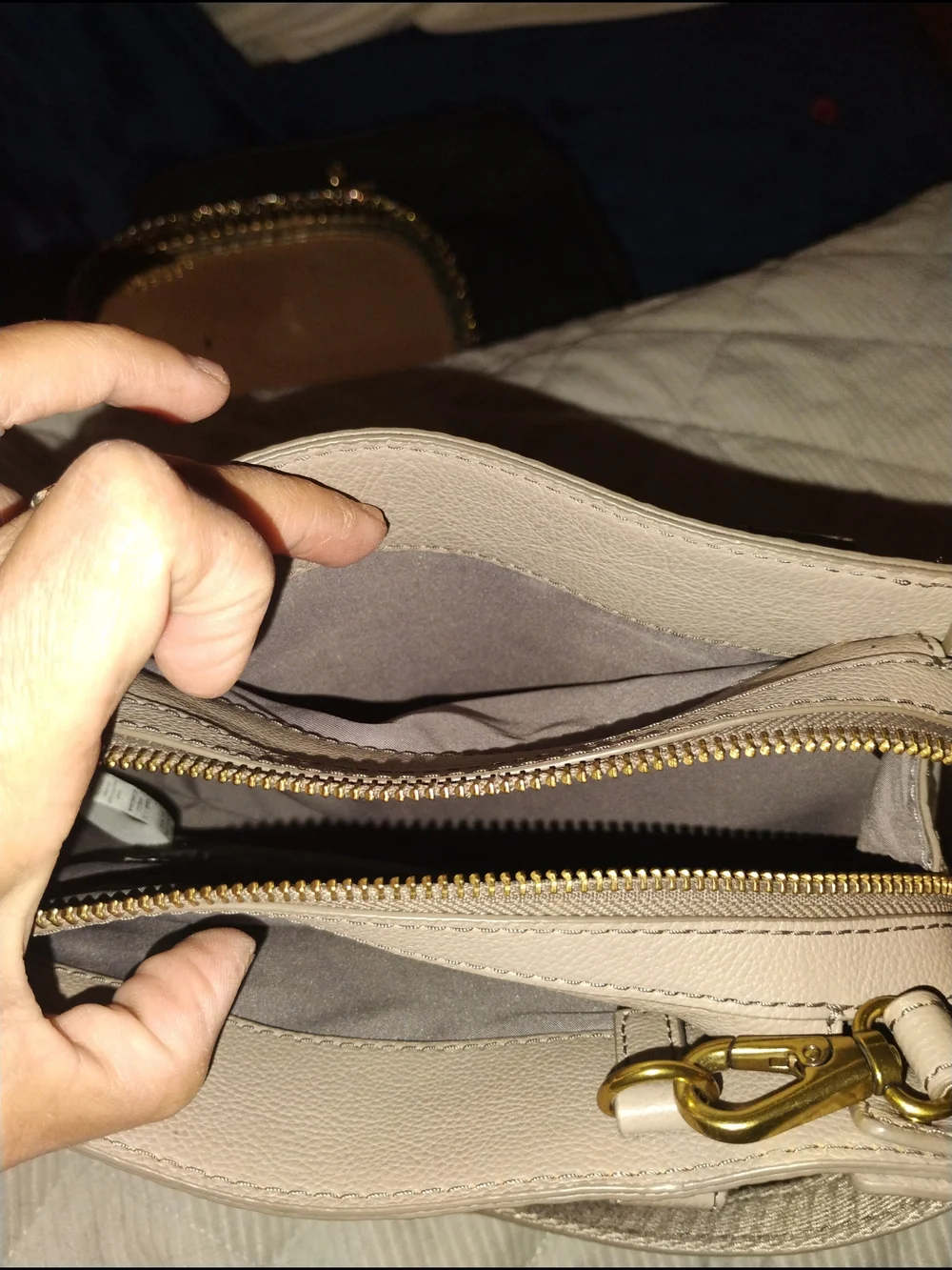 Fossil Cream and Taupe Snake Textured Satchel